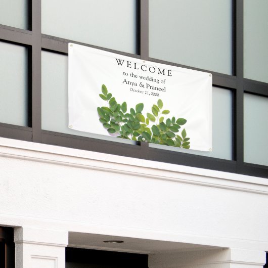 Moringa-bladeren met tekstruimte spandoek (Buitenkant Gebouw)