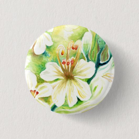 Moringa-bloemen Ronde Button 3,2 Cm (Voorkant)