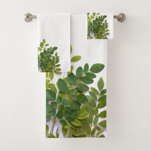 Moringabladeren met tekst ruimte bad handdoek (Insitu)