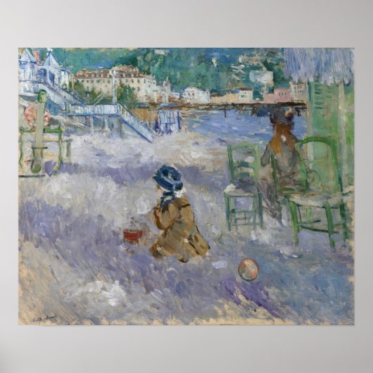Morisot - het strand van Nice 1882 Poster (Voorkant)