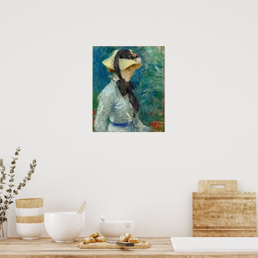 Morisot - Jonge vrouw met een rietje Pet Poster (Keuken)