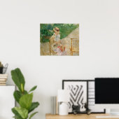 Morisot - Jonge vrouw naait in de tuin 1883 Poster (Thuiskantoor)