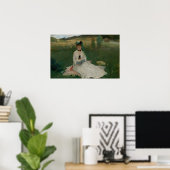 Morisot - Lezen met groene paraplu 1873 Poster (Thuiskantoor)
