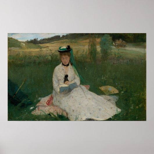 Morisot - Lezing met de groene vlag 1873 Poster (Voorkant)