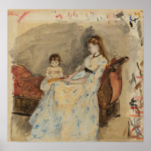 Morisot - Madame Pontillon-dochter op een vaste pl Poster