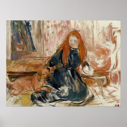 Morisot - meisje dat speelt met een hond van 1892 poster (Voorkant)