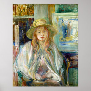 morisot - meisje in een rietje Pet 1892 Poster