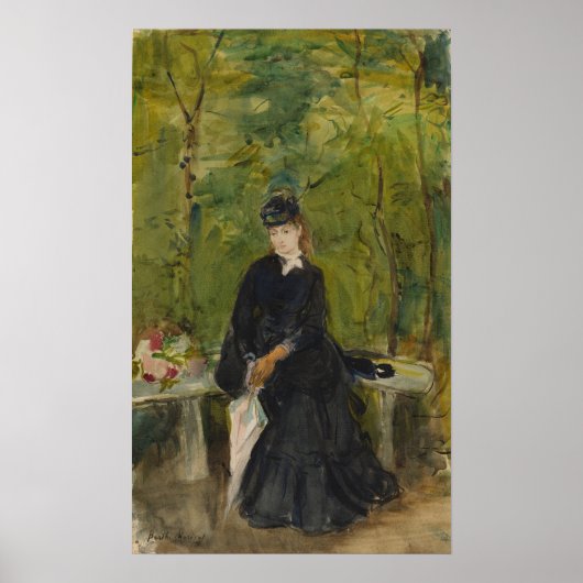 Morisot - Young Lady Seated op een bank van 1864 Poster (Voorkant)