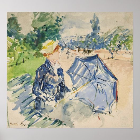 Morisot - Zittende vrouw met hout 1885 Poster (Voorkant)