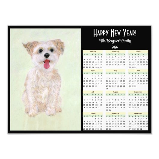 Morkie 2026 Kalender Foto Afdruk (Voorkant)