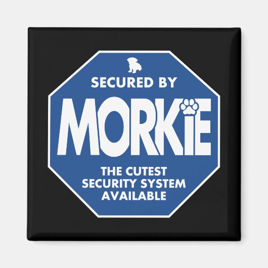 Morkie-Beveiliging-Blauw Magneet (Voorkant)