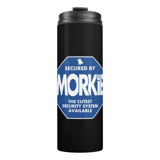 Morkie-Beveiliging-Blauw Thermosbeker (Voorkant)