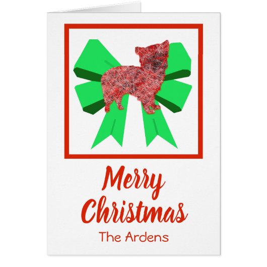 Morkie Cute Kerstmis Dog & Green Bow Card (Voorkant)
