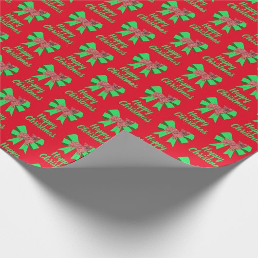 Morkie Cute Kerstmis Silhouette Dog & Bow Red Cadeaupapier (Hoek)