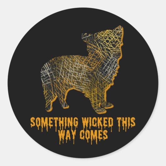 Morkie Designer Dog Silhouette Fun Halloween Ronde Sticker (Voorkant)