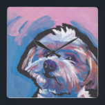 morkie designer pop dog art vierkante klok<br><div class="desc">Hier is een prachtig,  helder,  leuk,  eerbetoon aan je beste vriend en favoriete ras - de Morkie!  van een origineel schilderij van Lea</div>