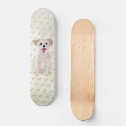 Morkie Dog Big and Small Skateboard (Voorkant)