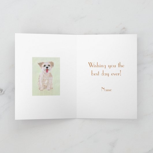 Morkie Dog Birthday Folding Kaart (Binnen)