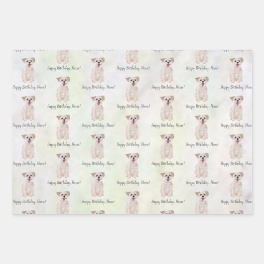 Morkie Dog Birthday Wrapping Paper (Voorkant 3)