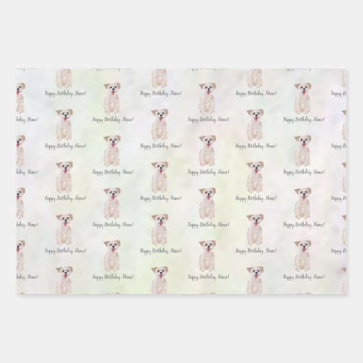 Morkie Dog Birthday Wrapping Paper (Voorkant 2)