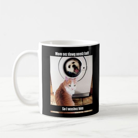 Morkie Dog Cat Meme Funny Humor Cup Mok (Links)