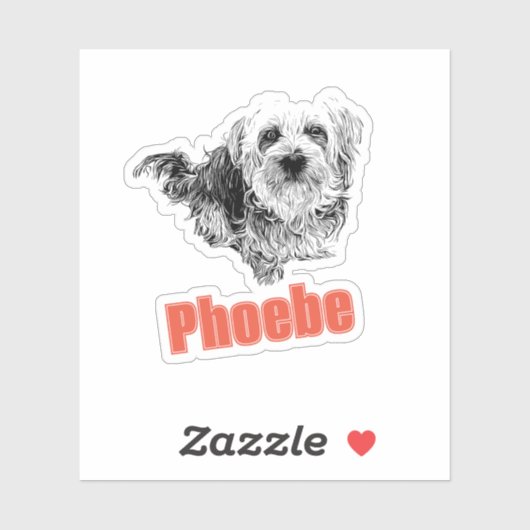 Morkie Dog Custom Name Label Vinyl Sticker (Vel)