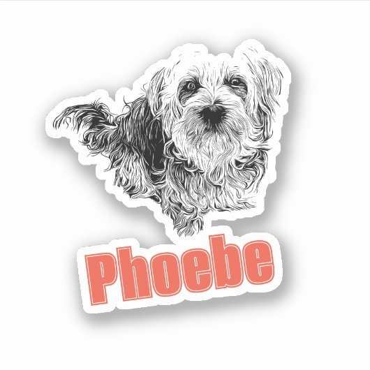 Morkie Dog Custom Name Label Vinyl Sticker (Voorkant)