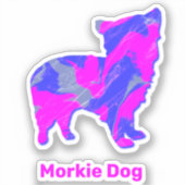 Morkie Dog Hot Pink & Blue Custom Cut Sticker (Voorkant)