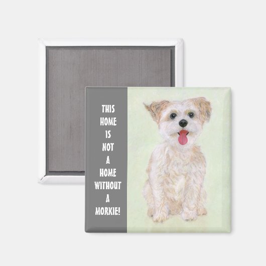 Morkie Dog Magnet met tekst (Voorkant / Achterkant)