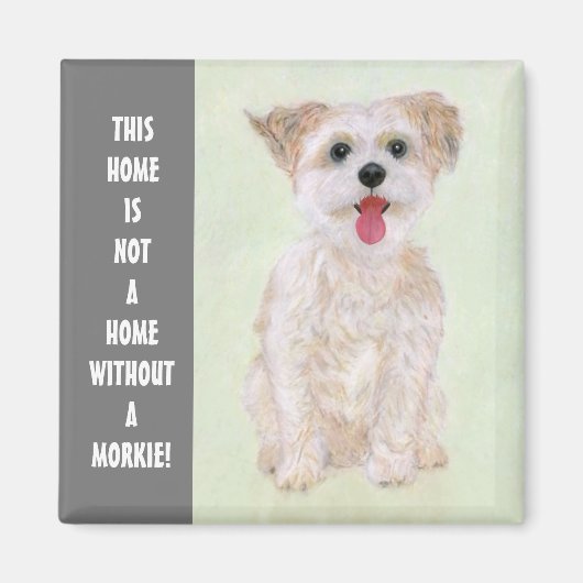 Morkie Dog Magnet met tekst (Voorkant)