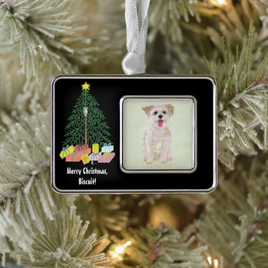 Morkie Dog Met Kerstboom Ingelijst Ornament (Boom)