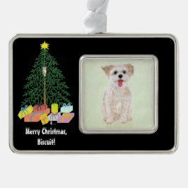 Morkie Dog Met Kerstboom Ingelijst Ornament