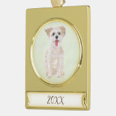 Morkie Dog Ornament Verguld Banner Ornament (Links)