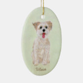 Morkie Dog Ovaal Glas Ornament (Rechts)