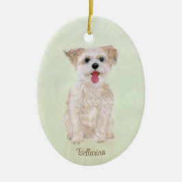 Morkie Dog Ovaal Glas Ornament