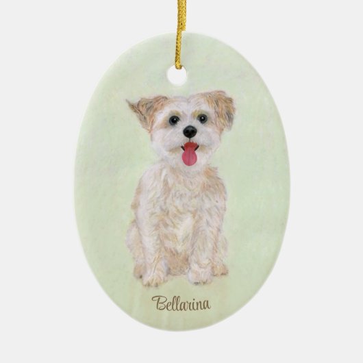Morkie Dog Ovaal Glas Ornament (Voorkant)