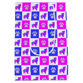 Morkie Dog & Paw Crazy Hot Pink & Blue Medium Cadeauzakje (Achterkant)