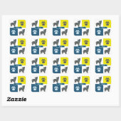 Morkie Dog & Paw Y&B Grid Square Sticker (Vel)