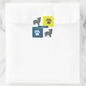Morkie Dog & Paw Y&B Grid Square Sticker (Tas)
