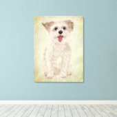 Morkie Dog Premium Verpakt Canvas Print (Insitu (Houten vloer))