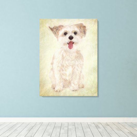 Morkie Dog Premium Verpakt Canvas Print (Insitu (Houten vloer))