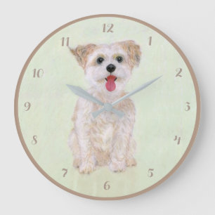 Morkie Dog ronde acrylwandklok met cijfers Grote Klok