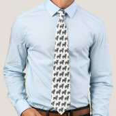 Morkie Dog Silhouette Yellow & Blue White Stropdas