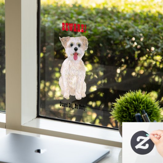 Morkie Funny Guard Dog Window Cling Raamsticker (Kantoor)
