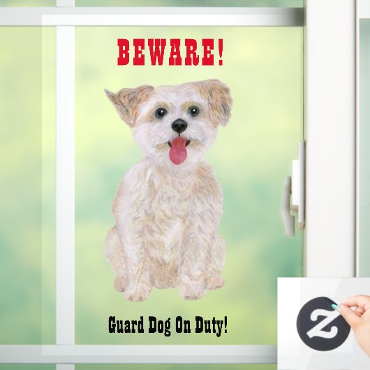 Morkie Funny Guard Dog Window Cling Raamsticker (Huis)