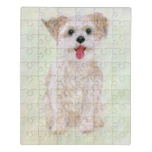 Morkie Hond Acryl Puzzel Met Blikken Doos