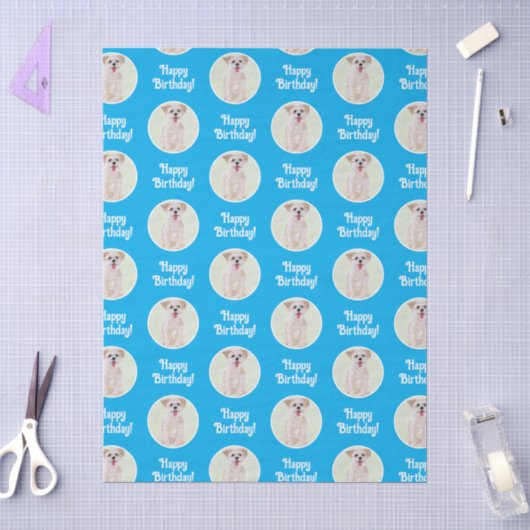 Morkie Hond Blauw Tissuepapier (Craft)