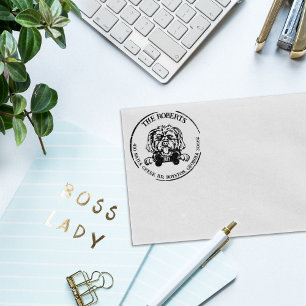 Morkie hond familie retour adres rubberstempel