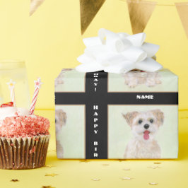 Morkie-hond Inpakpapier Op Zwart Met Tekst