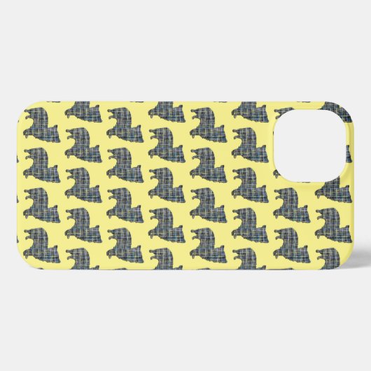 Morkie Hond Leuk Silhouet Raster Geel iPhone Hoesje (Achterkant horizontaal)